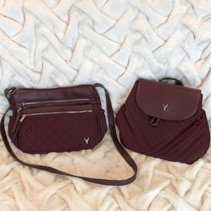NEW Vanessa Williams Shoulder Bag Purse & Matching Backpack Burgundy/ Wine Color